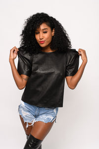 JCM PUFF LEATHER TOP