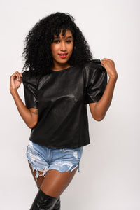 JCM PUFF LEATHER TOP